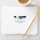 Slate Blue Burgundy White Ivory Bluoral Wedding Adressaufkleber (Insitu)