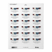 Slate Blue Burgundy White Ivory Bluoral Wedding Adressaufkleber (Vorne)