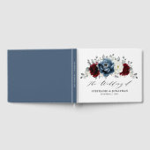 Slate Blue Burgundy White Ivory Bluoral Wedding Gästebuch (Voll)