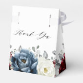 Slate Blue Burgundy White Ivory Bluoral Wedding Geschenkschachtel (Rückseite)