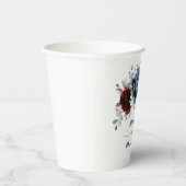 Slate Blue Burgundy White Ivory Bluoral Wedding Pappbecher (Rechts)