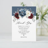 Slate Blue Burgundy White Ivory Boho Brautparty Dankeskarte (Stehend Vorderseite)