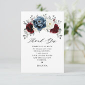 Slate Blue Burgundy White Ivory Boho Brautparty Dankeskarte (Stehend Vorderseite)