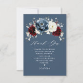 Slate Blue Burgundy White Ivory Boho Brautparty Dankeskarte (Vorderseite)