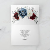 Slate Blue Burgundy White Ivory Boho Brautparty Dankeskarte (Innenseite)