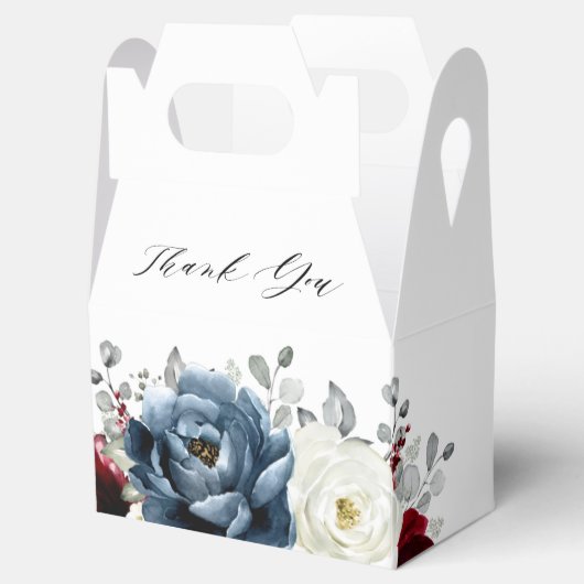 Slate Blue Burgundy White Ivory Boho Brautparty Geschenkschachtel (Geöffnet)