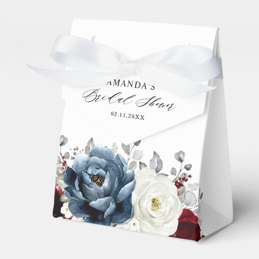Slate Blue Burgundy White Ivory Boho Brautparty Geschenkschachtel (Vorderseite)