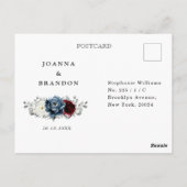 Slate Blue Burgundy White Ivory Boho Wedding RSVP Postkarte (Rückseite)
