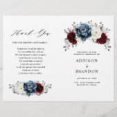 Slate Blue Burgundy White Ivory Floral Program (Vorderseite)