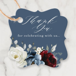 Slate Blue Burgundy White Ivory Floral Wedding Fa Geschenkanhänger