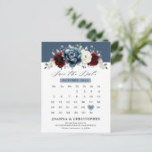 Slate Blue Burgundy White Ivory Floral Wedding Po Postkarte (Stehend Vorderseite)