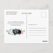 Slate Blue Burgundy White Ivory Floral Wedding Po Postkarte (Rückseite)