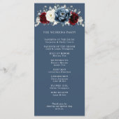 Slate Blue Burgundy White Ivory Floral Wedding Pr Programm (Rückseite)