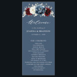 Slate Blue Burgundy White Ivory Floral Wedding Pr Programm<br><div class="desc">Hochzeitskalender mit Spätbrunnen,  Burgund,  Weißem Elfenbein mit Blumenmotiven,  mit edlem Bordeaux,  Schiefer,  staubblauer Farbe,  Elfenbein-Rose,  Peony-Blume und staubigen grünen Eukalyptus-Blätter. Bitte kontaktieren Sie mich für weitere Hilfe bei der Anpassung oder wenn Sie ein anderes Produkt benötigen</div>