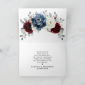 Slate Blue Burgundy White Ivory Floral Wedding The Dankeskarte (Innenseite)