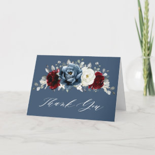 Slate Blue Burgundy White Ivory Floral Wedding The Dankeskarte