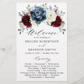 Slate Blue Burgundy White Ivory Wedding Program (Vorderseite)