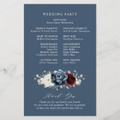 Slate Blue Burgundy White Ivory Wedding Program (Rückseite)