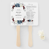Slate Blue Burgundy White Ivory Wedding Program Fächer (Vorne und Hinten)