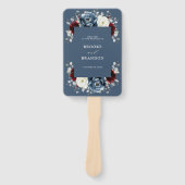 Slate Blue Burgundy White Ivory Wedding Program Fächer (Vorderseite)