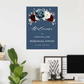 Slate Blue Burgundy White Probe Dinner Willkommen Poster (Heimbüro)