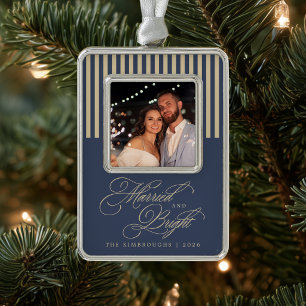 Slate Blue Champagner Hochzeitsfoto  Rahmen-Ornament Silber