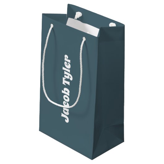 Slate Blue Customizable Gift Bag Kleine Geschenktüte (Rückseite Schrägansicht)