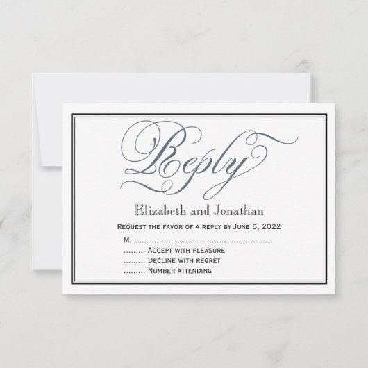 Slate Blue Elegante Script Repcard Einladung (Vorderseite)