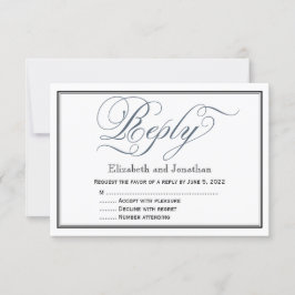 Slate Blue Elegante Script Repcard Einladung