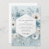 Slate Blue Ethereal Anemone Wedding Einladung (Vorne/Hinten)