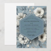 Slate Blue Ethereal Flora Wedding Einladung (Vorne/Hinten)