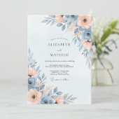 Slate Blue Ethereal Spring Wedding Einladung (Stehend Vorderseite)