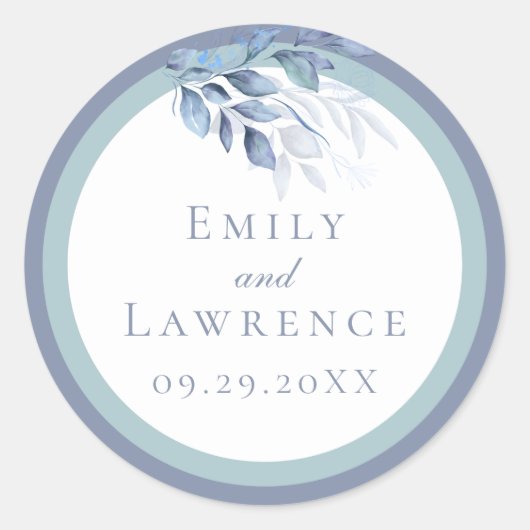 Slate Blue Eucalyptus Wedding Sticker (Vorderseite)