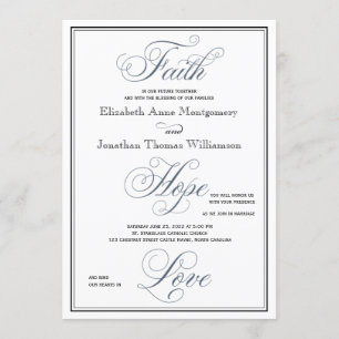 Slate Blue Faith Hope Liebe Christlich Hochzeit Einladung