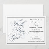 Slate Blue Faith Hope & Liebe Wedding Einladung (Vorne/Hinten)