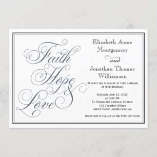 Slate Blue Faith Hope & Liebe Wedding Einladung
