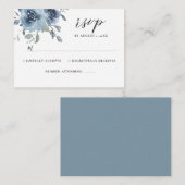 Slate Blue Floral Dusty Pastel Wedding RSVP Begleitkarte (Vorne/Hinten)