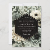 Slate Blue Floral Ethereal Wedding Einladung (Vorderseite)