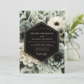 Slate Blue Floral Ethereal Wedding Einladung (Stehend Vorderseite)