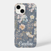Slate Blue Floral Personalized  iPhone Hülle (Rückseite)