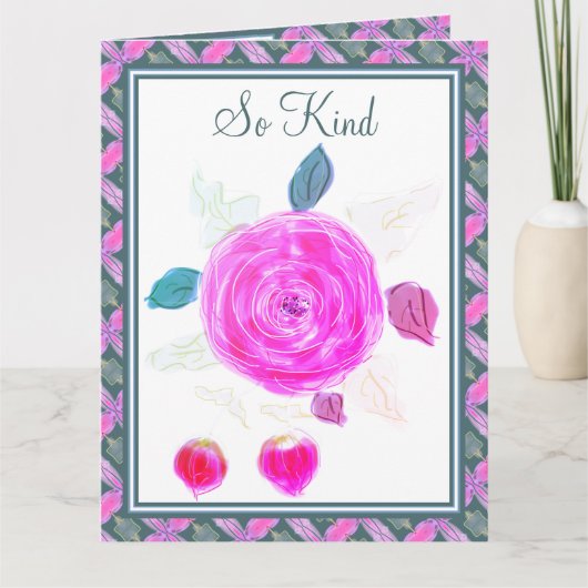 Slate Blue Flower Danke Karte (Vorderseite)