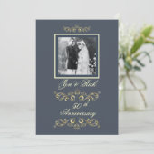 Slate Blue Foto Jubiläum Einladungen (Stehend Vorderseite)