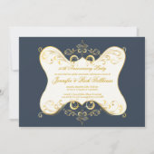 Slate Blue Foto Jubiläum Einladungen (Rückseite)