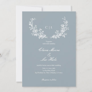 Slate Blue French Country Wedding Einladung