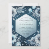 Slate Blue Frost Bloom Wedding Einladung (Vorderseite)