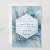 Slate Blue Frosty Botanical Wedding Einladung (Vorderseite)