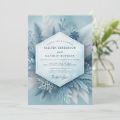 Slate Blue Frosty Botanical Wedding Einladung (Stehend Vorderseite)