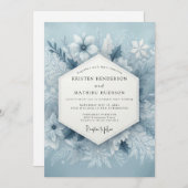Slate Blue Frosty Wedding Einladung (Vorne/Hinten)