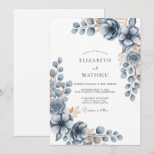 Slate Blue Frosty Winter Wedding Einladung (Vorne/Hinten)