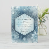 Slate Blue Frosty Woodland Wedding Einladung (Stehend Vorderseite)